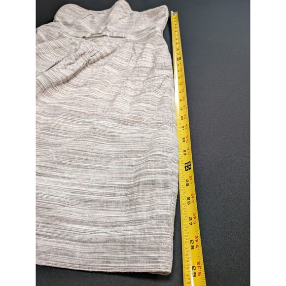 Banana Republic Strapless Dress Striped White Beige Size 8 Linen Y2K Mini Belt - Picture 13 of 14